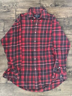 Men’s Blaire Ralph Lauren red plaid button up flannel Size M #preppy #flannel